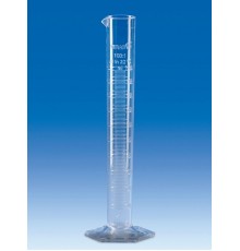Цилиндр мерный VITLAB, 2000 мл, класс B, высокий, рельефная шкала, SAN